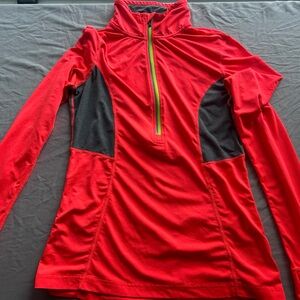 Red and Gray Quarter-Zip Pullover